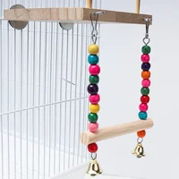 Bird Stand Platform Swing Toys Wooden Parrot Swing Toy Suspension Bridge Climbing Frame with Chewing Beads Birdcage Accessories 1