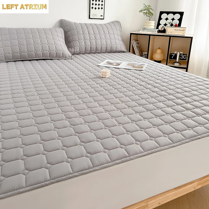 1pc 누빔 두꺼운 매트리스 토퍼 방수 매트리스 패드 커버 올 시즌 탄성 코너 스트랩은 최대 30cm 침대에 적합합니다.