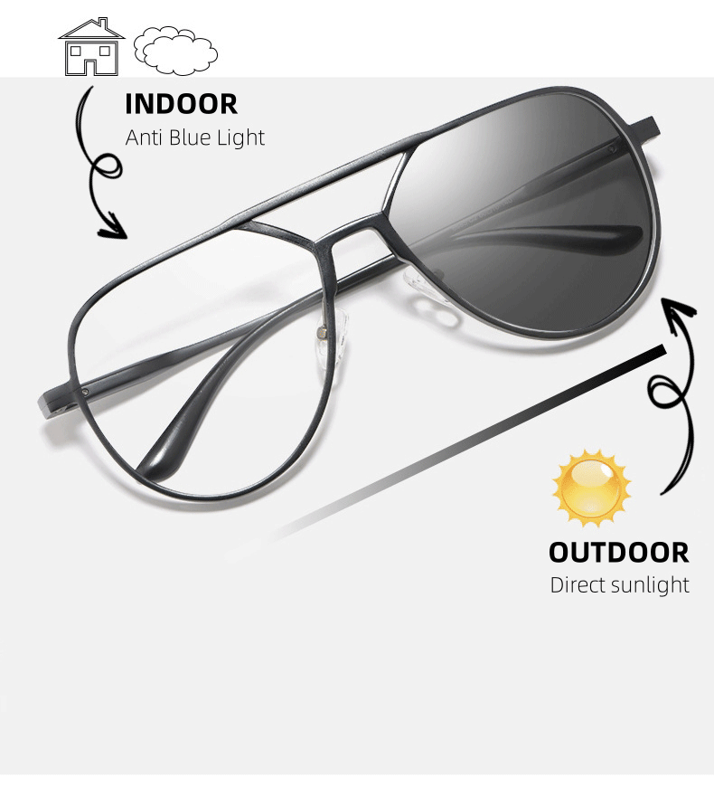 Reines Titan ultraleichte Doppels trahl große Brille Rahmen Männer Pilot dekorative Brillen Rezept Myopie optische Brillen – Detail 11