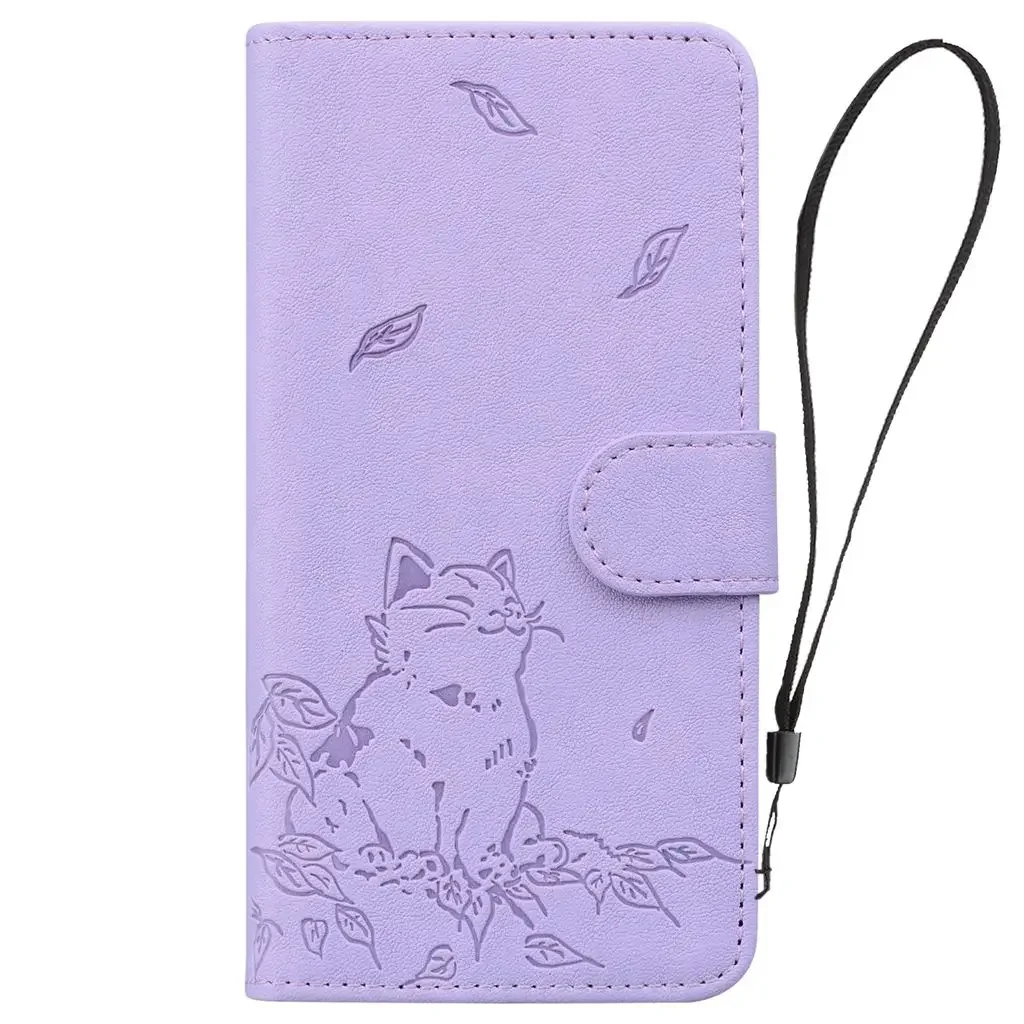Kawaii Cat Leather Flip Wallet Phone Case Cover