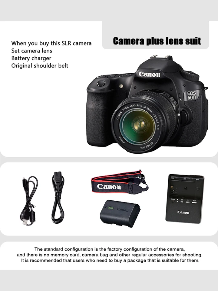 Canon EOS 60D digital SLR camera with Canon EF-S 18-55mm f/3.5-5.6