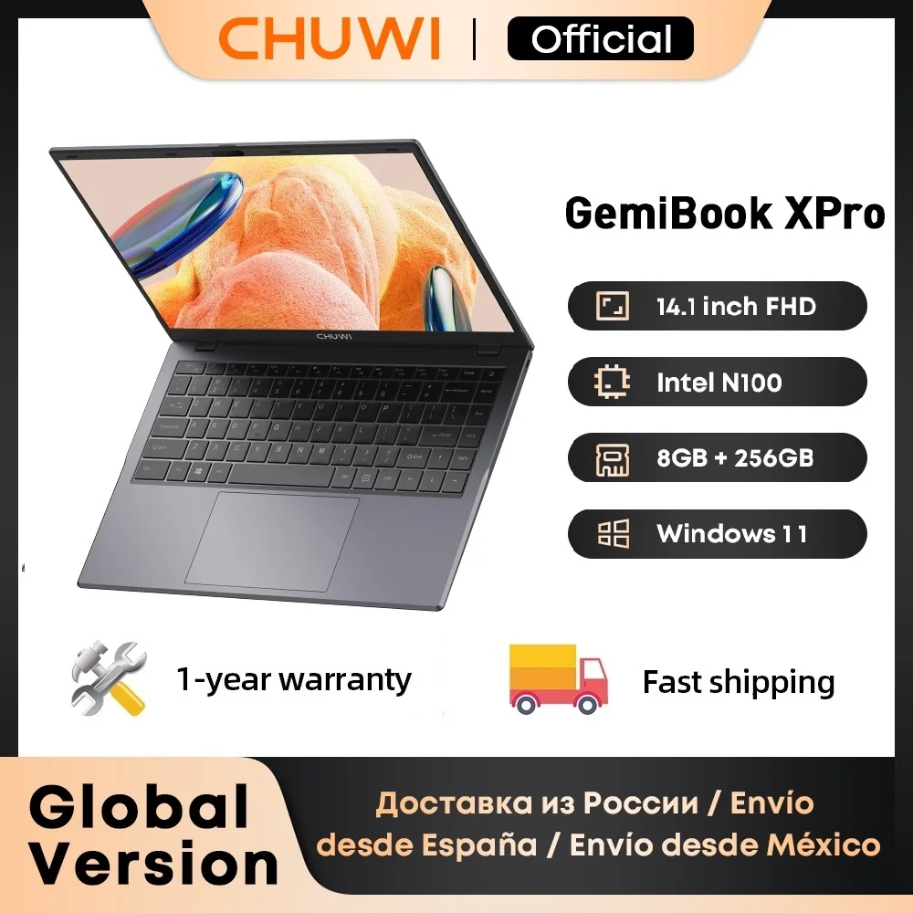 

CHUWI GemiBook XPro Laptop Intel N100 Processors 8GB RAM 256GB SSD 14.1-inch UHD Screen With Cooling Fan Windows 11 Notebook