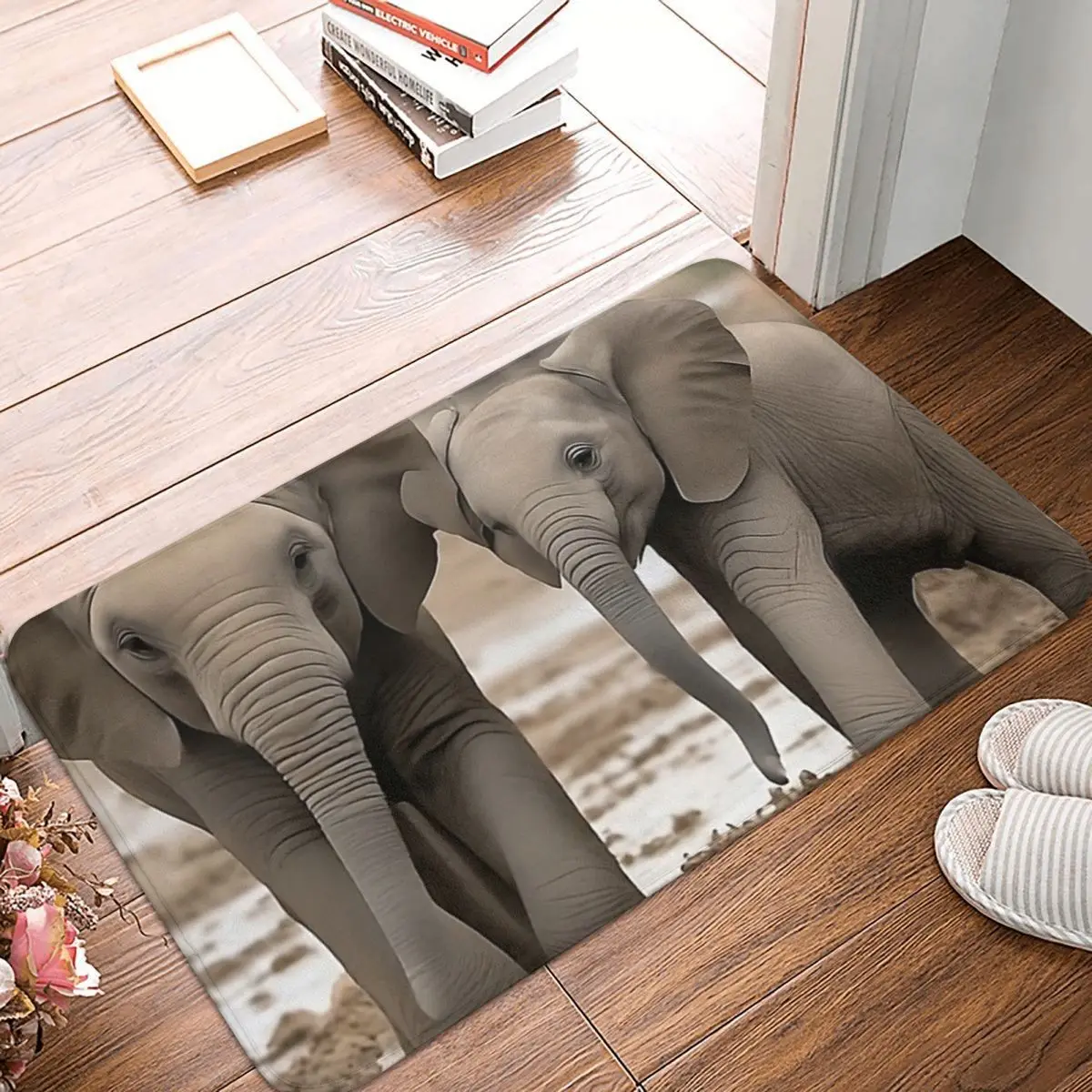 

Cute Elephants 60x40cm Carpet Polyester Floor Mats Retro Living Room Festivle Gifts