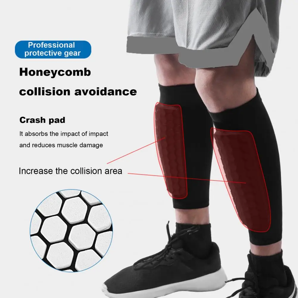 1 Pc Soccer Sports Shin Guard Compression Shin Sleeve with Honeycomb Pads Impact Resistant Calf Protection Gear for Football soccer shin guards shin guard pads