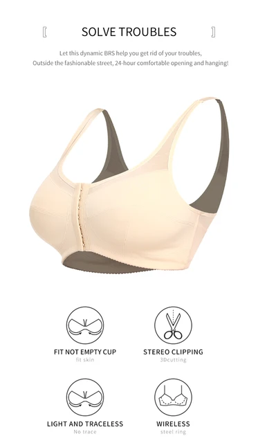 Lilvigor Post Surgery Bra Surgical Bra Compression Sports Bra Front Closure  Cross Back Bras for Women Close Breast Augmentation Bra Wireless 