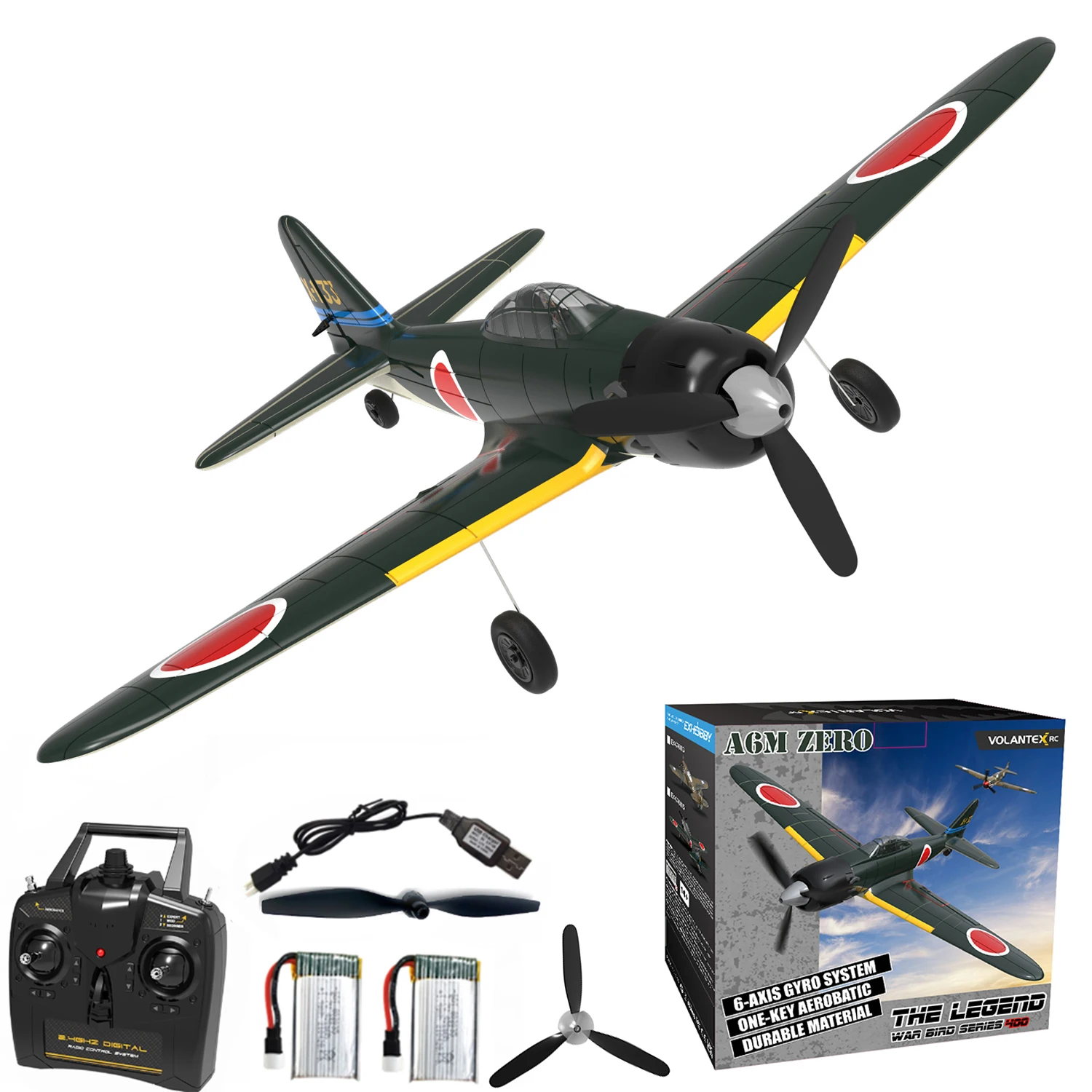 

Volantex RC Plane 2.4G 4CH Remote Control Airplane EPP 400mm Wingspan 6-Axis Aerobatic Fighter 761-15 Zero Fighter RTF