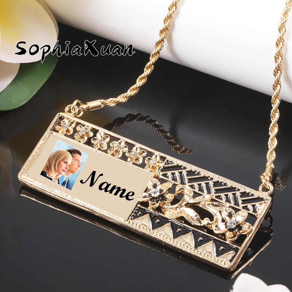 

SophiaXuan Personalized Custom Name Woman Necklace Hawaiian Samoa Australia Flower Jewelry Photo Collar Necklaces for Women 2022