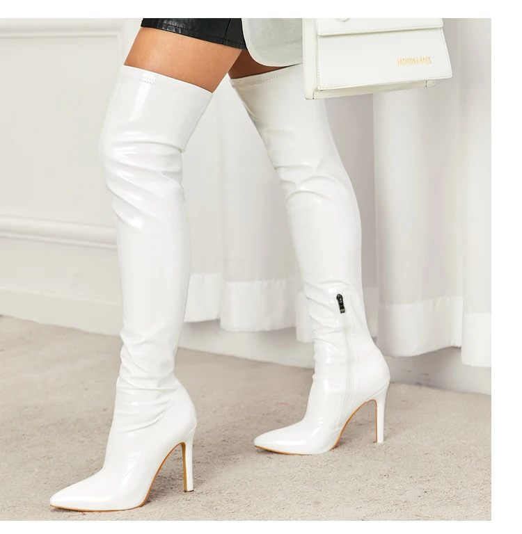 Shiny stiletto high heels over-the-knee boots