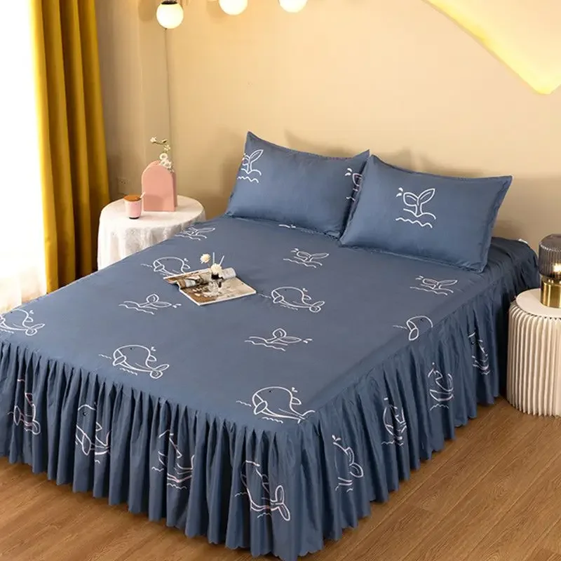 Bedroom Flat Sheets Bed Printed Fashion Modern Queen King Size Washed Cotton Comfortable Bedding Mattress Cover Bedspread New 3