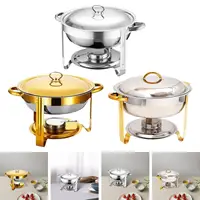 Chafing Dish Round Catering Warmer Server with Water Pan Catering Buffet Warmer Set for Commercial 2