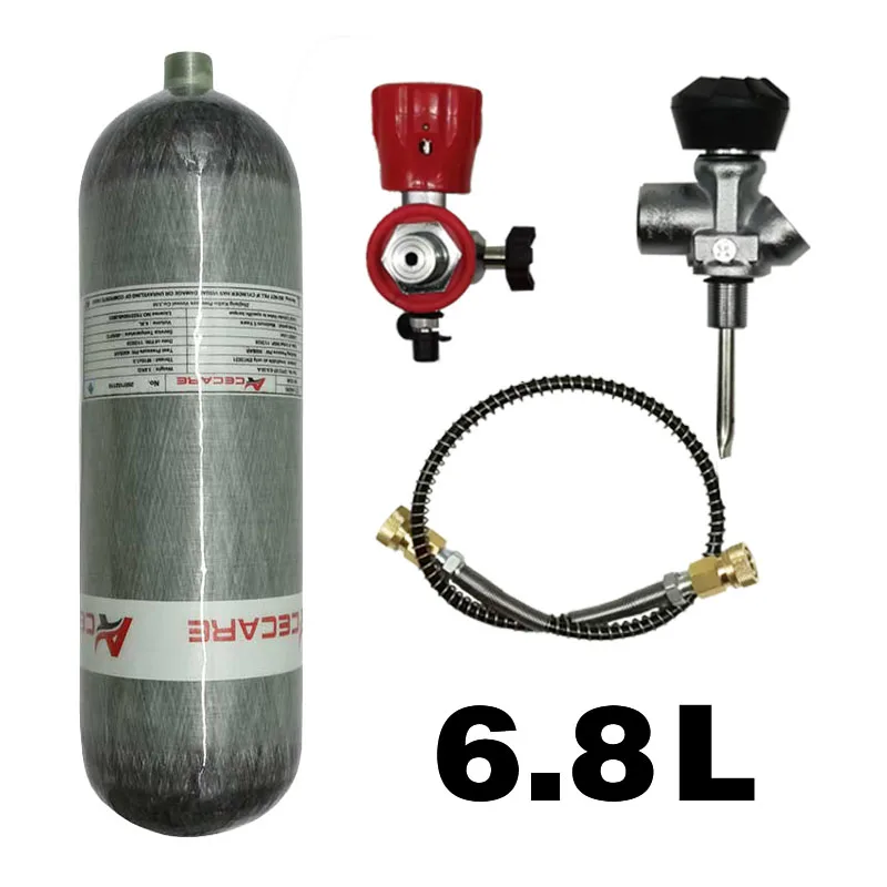 Bouteille Acecare 6.8L Fibres Carbone 300 Bar Avec Valve - PCP, Paintball
