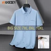 Men Shirt Short Sleeve Summer Waterproof  Antifouling Oversize 6XL 7XL 8XL 10XL Plus Size Oil Proof Formal Casual High Quality 1