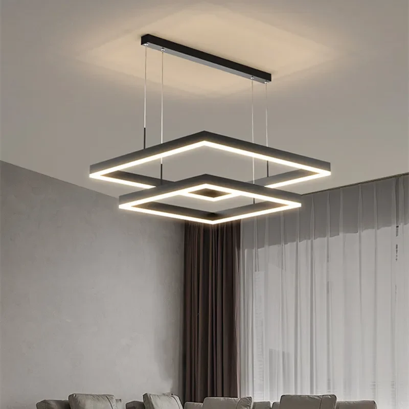 Modern Minimalism Led Chandelier Foyer Simple Pendant Chandelier Lighting Square Lustre Led Suspend Chandelier Lamp Led Light