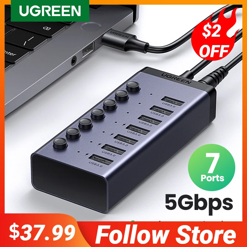 Ugreen Usb c Hub 5gbps Portas Usb3.0 Divisor com Interruptor Individual para Macbook Pro ar Acessórios para pc