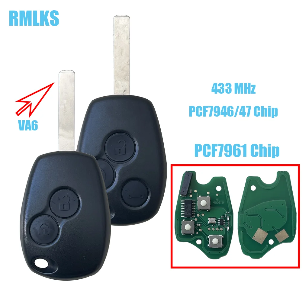 

Remote Key For Renault Duster Modus Clio 3 Twingo DACIA Logan Sandero Kangoo 433MHz PCF7946 PCF7947 pcf7952E 4A Chip 2/3 Button