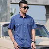 Plus Large Size 13XL 7XL 6XL 4XL Mens Business Casual Short Sleeved Shirt Classic Imitation denim Male Social Dress Shirts Blue 2