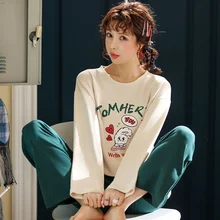 

Wholesale Women Pajamas Sets Spring Autumn Thin Carton Generation Women Long Sleepwear Suit Home Wear Women Gift Pyjamas Set