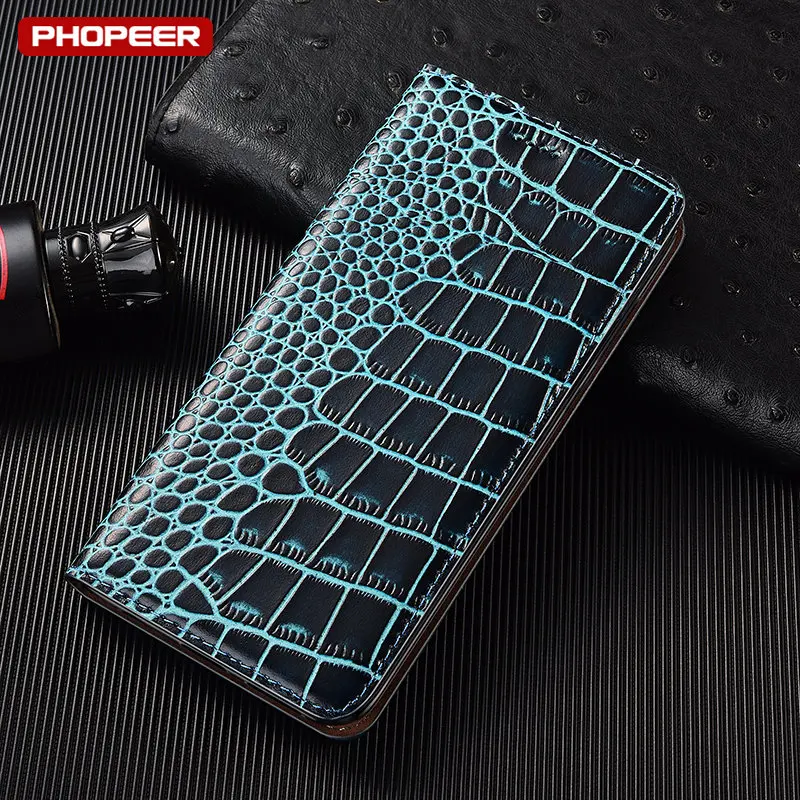 Crocodile Genuine Leather Flip Case For Huawei Honor 8A 7X 8C 8X 8S 9 9X 9A 9C 9S Honor 20 20s 30 30s Pro Lite Phone Cover Cases