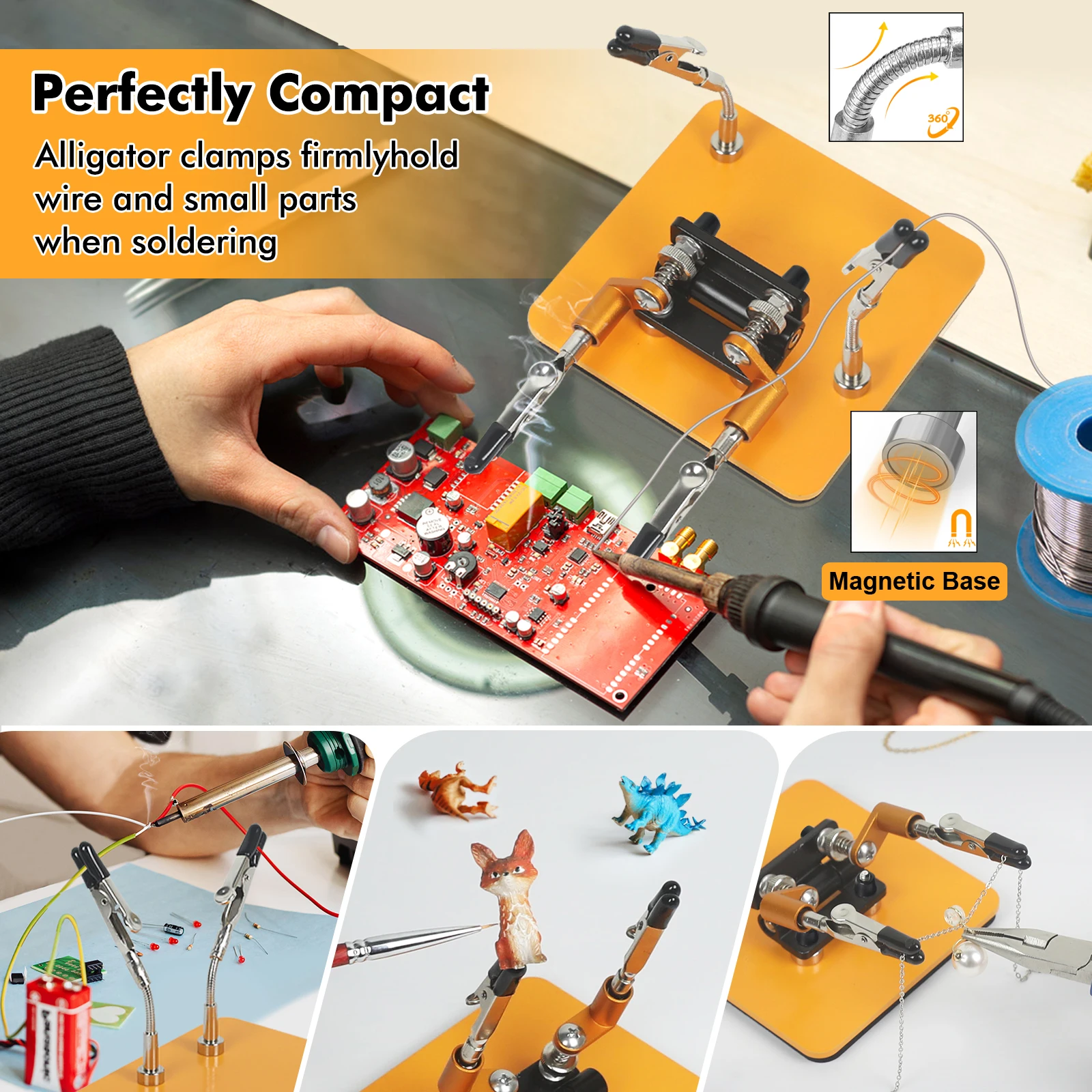 자석식 보조 손 납땜 도구 PCB 홀더 클램프 납땜용 세 번째 손 도구, 전자제..
