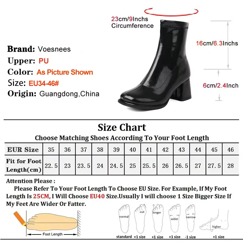 Thick High Heel Ankle Boots Spring Autumn Ladies Shoes 2024 Elegant Women Winter Keep Warm Short Booties Large Size 43 44 45 46