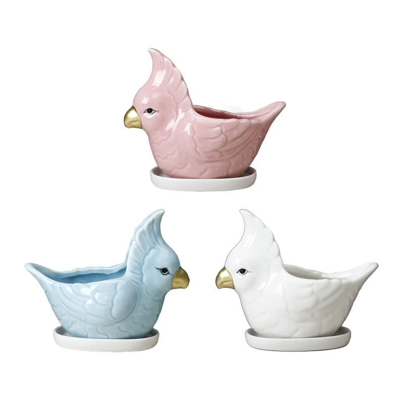 

Ceramic Parrot Flowerpot for Succulent Flower Plant Durable Waterproof Plant Pot Drop shipping