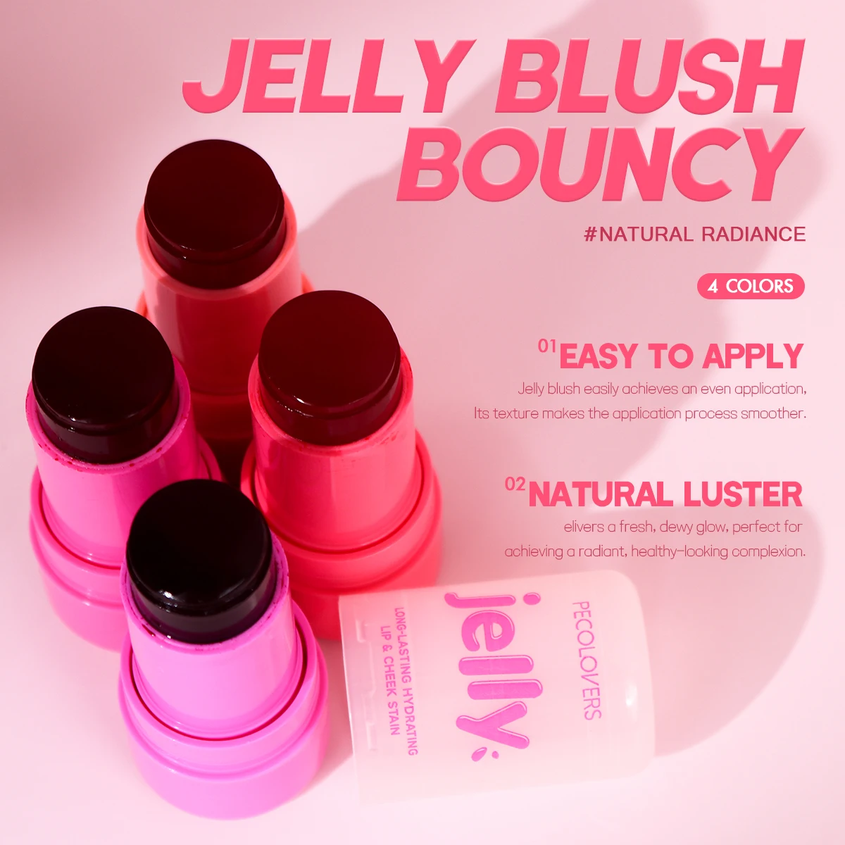 1PC Multifunctional, Glossy, Brightening, Natural, Pigmented, Easy To Apply, Blush, Eye Shadow, Lip Balm, Valentine's Day Gift 3
