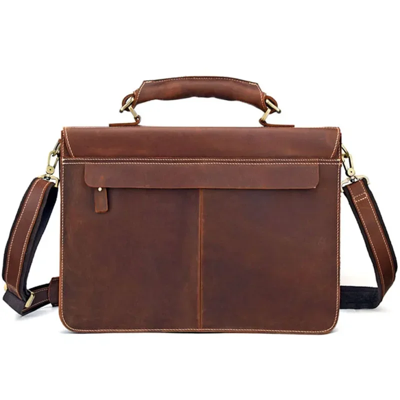 Leather Mens Briefcase Laptop Bag 15 Inch Computer Messenger