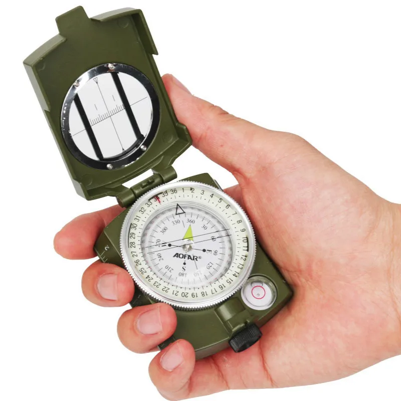 Army Green Compass Lensatic Camping Hiking Luminous Metal Orienteering 