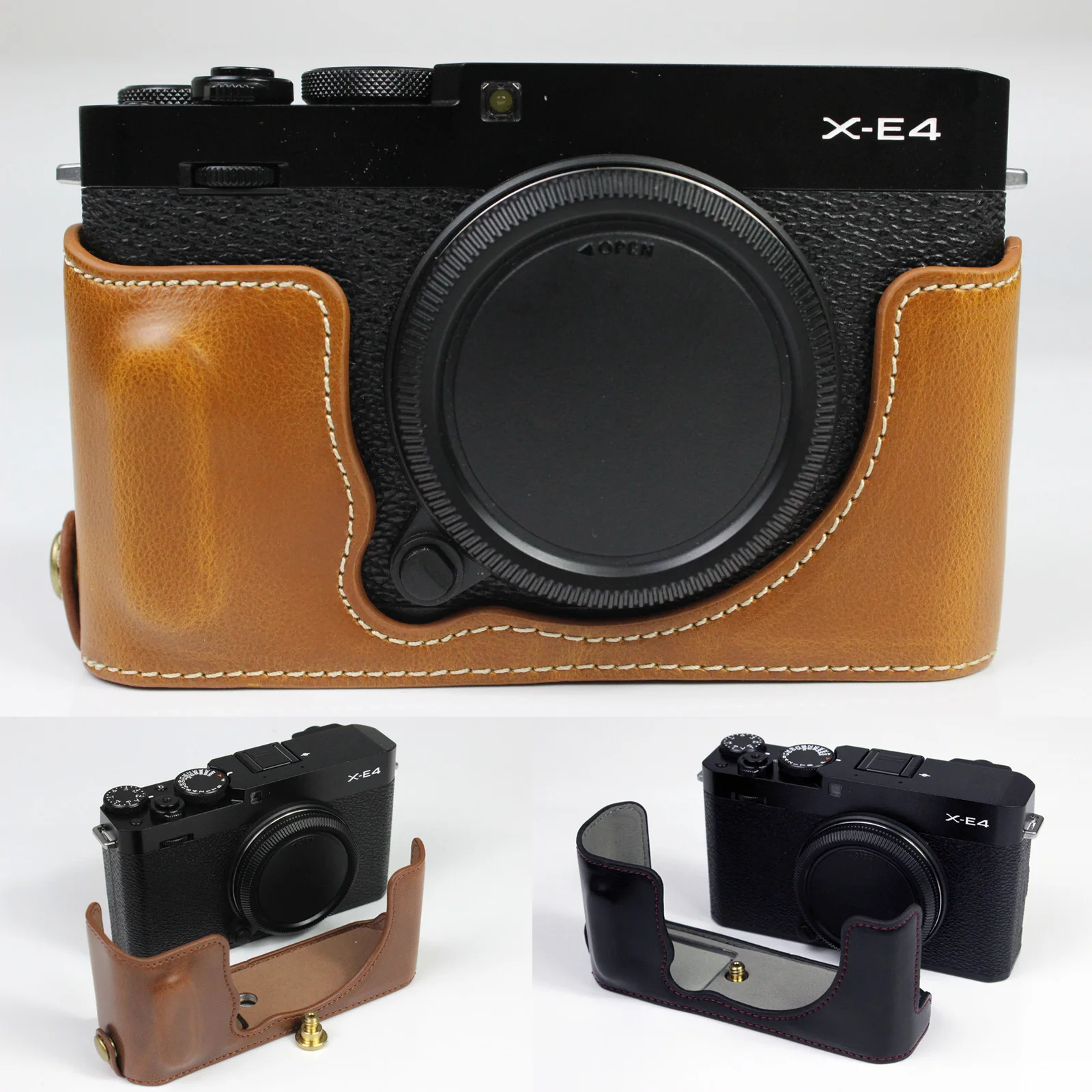 Per Fuji X-E4 Fujifilm Xe4 Fotocamera In Vera Pelle Proteggi La Mezza Impugnatura Della Custodia