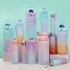 300ml/750ml/2L Water Bottle Motivational Sport Water Bottle Leakproof Bottles Drinking Outdoor Travel Gym Fitness Jugs