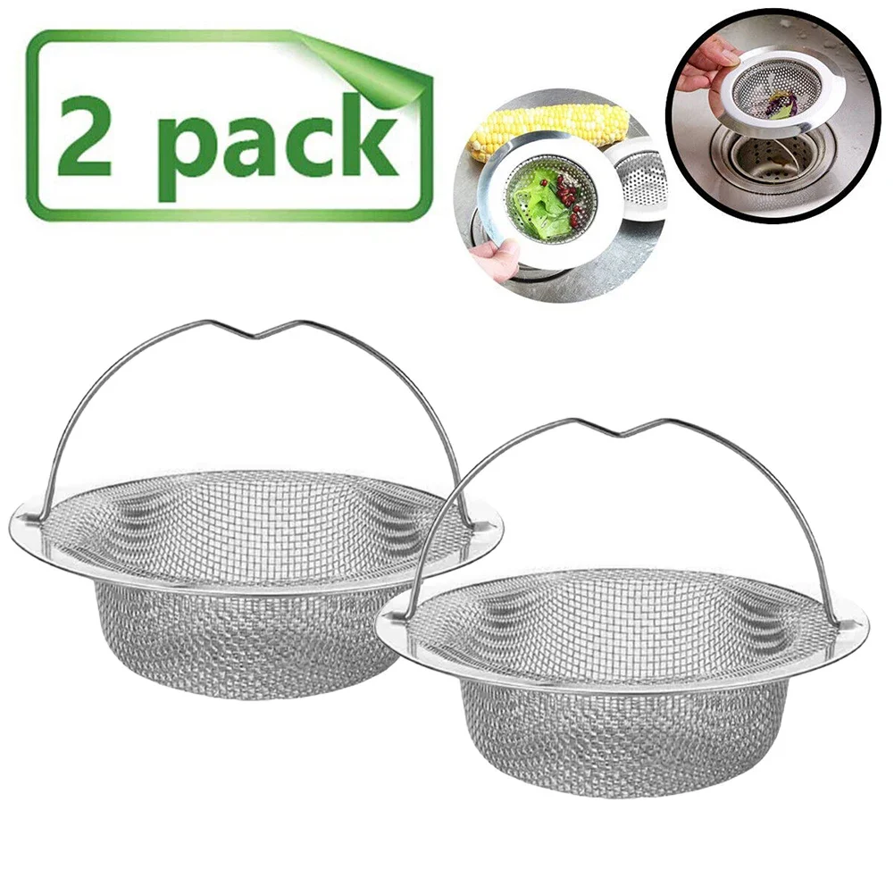 2PCS Kitchen Sink Filter Stainless Steel Mesh Sink Strainer Filter Bathroom Sink Strainer Drain Hole Filter Trap Waste Screen