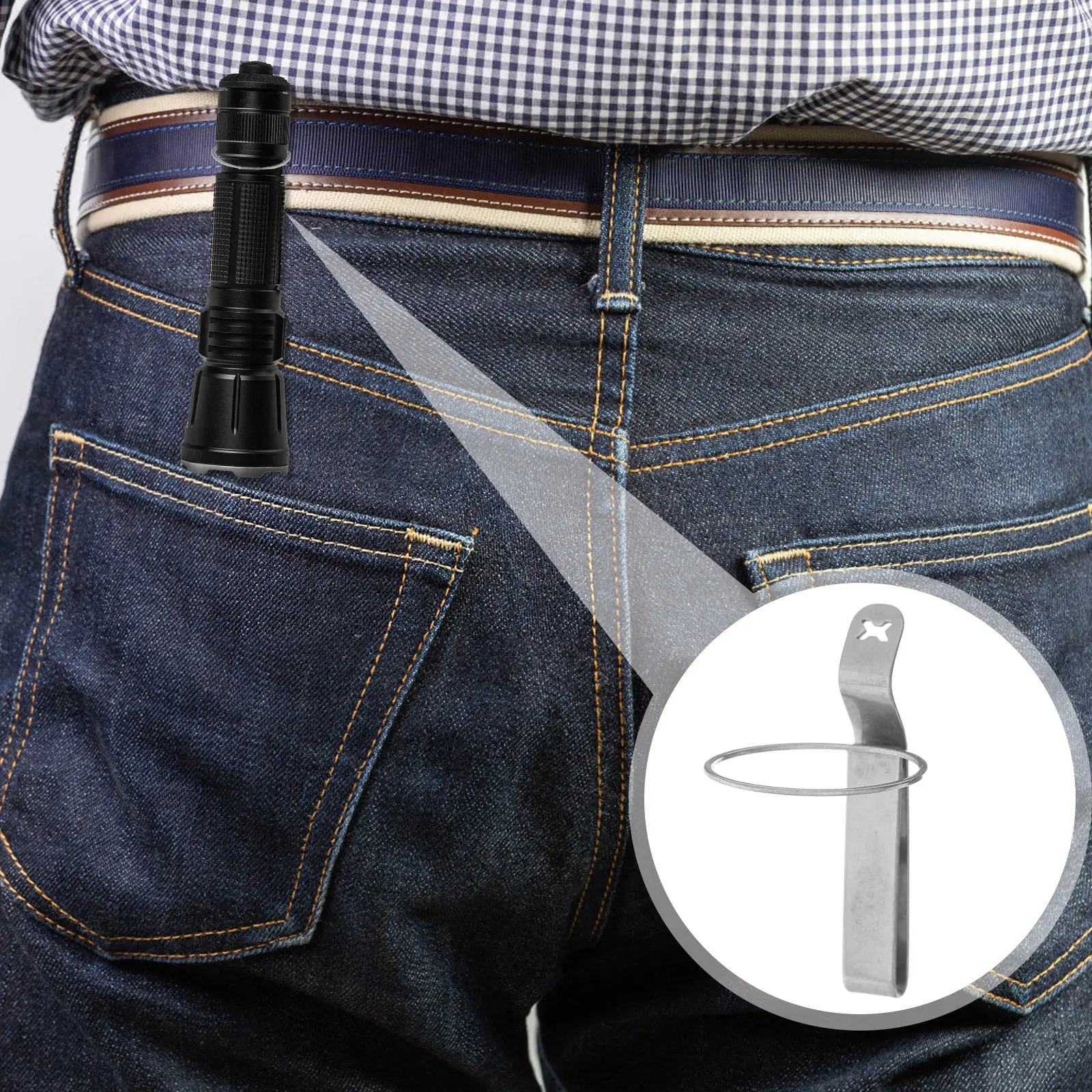 3Pcs 야외 손전등 벨트 클립 하이킹 캠핑 사이클링을위한 헤비 듀티 철 허리 마운트 손전등 홀더 클립 안전 미끄럼 방지