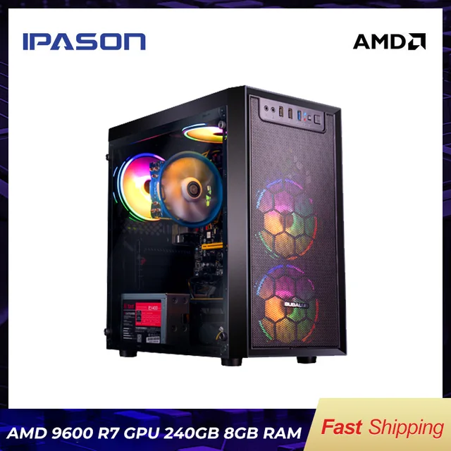 IPASON-E1 Мини-Игровой ПК AMD 4-ядерный Ryzen3 A8 9600 DDR4 8G 240G SSD настольный компьютер HDMI/LOL /CSGO /DOTA для геймеров компьютера 1