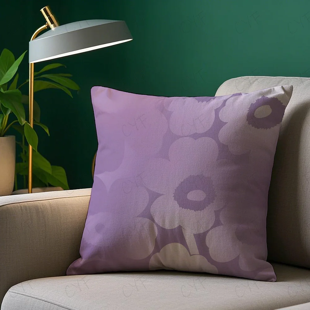 Flowers M-MaRiMEkkos Pillow Case Pillowcase Anti-dustmite Pillow Invisible zipper silky short plush Sofa cushion cover 5
