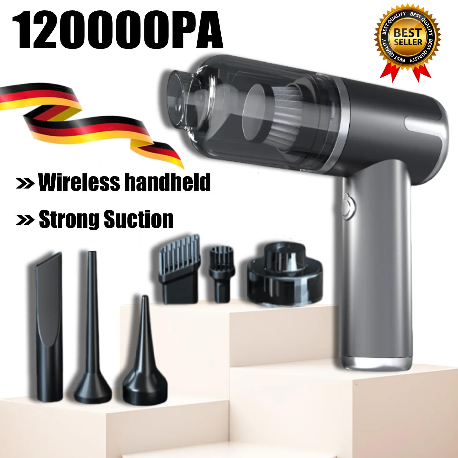 120000PA Car Vacuum Cleaner Strong Suction Home Appliance Wireless Portable Mini Cleaning Machines Air Duster Cars Accessories