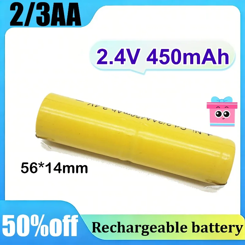 2Pcs-2.4V 2/3AA 450mAh for Flyco HS9216308 Electric Shaver Razor Hair Clipper NI