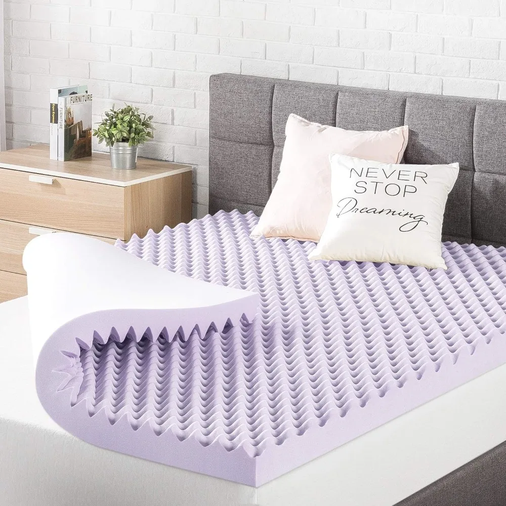 

3 Inch Egg Crate Memory Foam Mattress Topper with Soothing Lavender Infusion, CertiPUR-US Certified, Queen