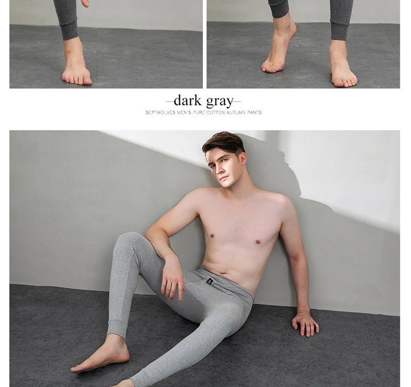 Description Picture 5 of item1PCS 100%Cotton Thermal Underwear Men Long Johns Hombre Autumn Winter Keep Warm Thermal Bottoms Mens Leggings Thermo Long Pants