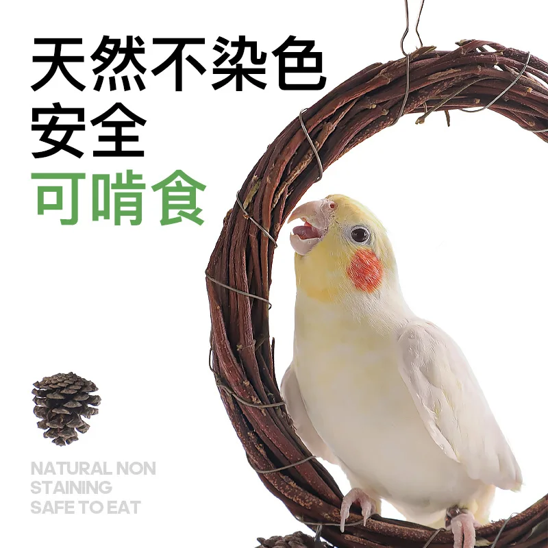 Parrot Twig Preparation Ring for Hanging Play Pet Play Accessory for Budgies Cockatiels Parakeets Canaries Finches