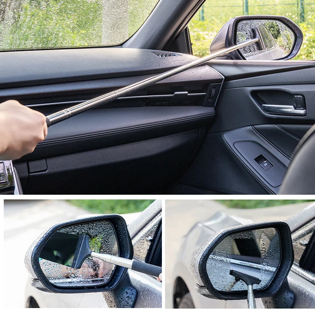 Car Side Mirror Squeegee Telescopic Rearview Mirror Squeegee Wiper Natural  Rubber Extendable Handle Glass Window Cleaning Tool - AliExpress