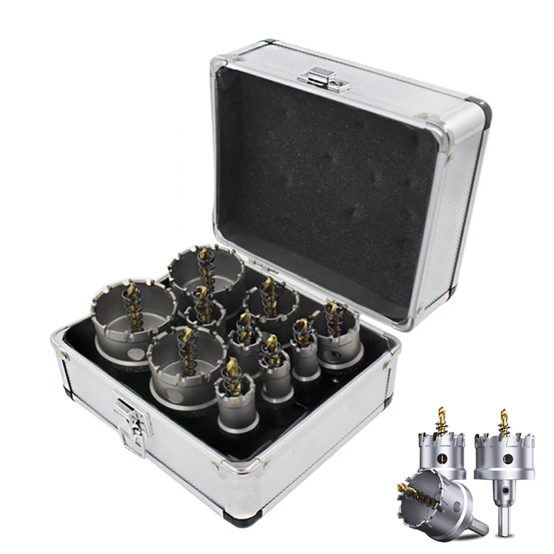 10pcs 16-53mm TCT Tungsten Carbide Hole Saw Tools Cutter Drill Bit Sets Alloy Carbide Cobalt Steel Stainless Steel Plate Metal xcan tct hollow drill bit ticn coating 12 32mm weldon shank carbide annular cutter hole saw cutter metal hole drill bit