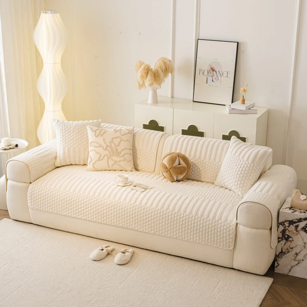 Thicken Warm Geometric Jacquard Fleece Anti-Slip Sofa Cover image 10