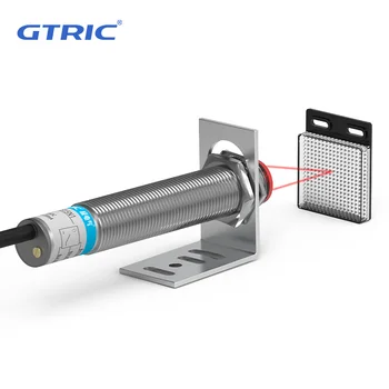 GTRIC-레이저 광전 센서, 레트로 반사 M12 시리즈, 10-30V NPN PNP 가시 지점, 2mm 감지 거리 6M 조절 가능