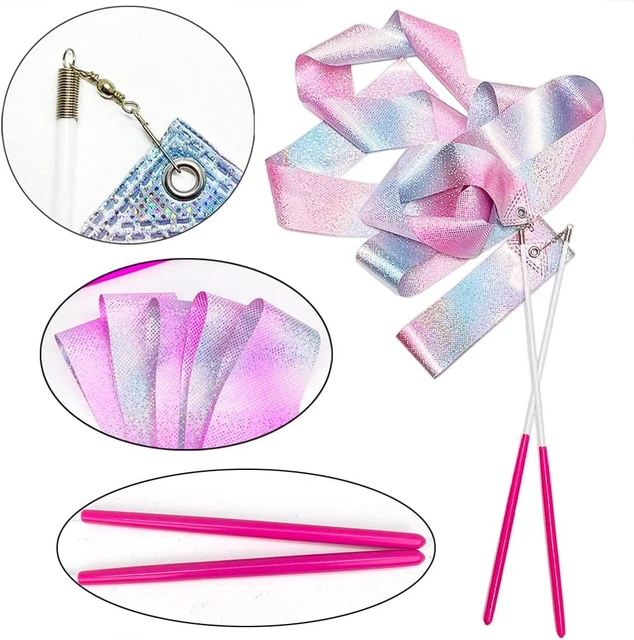 Ruban de danse de ballet avec anciers virevoltant pour enfant, bande de  performance sportive scintillante, accessoire de spectacle sur scène, 2m,  4m, 1/2 pièces - AliExpress