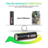 Soshine 1.5V AA 2600mWh Lithium Battery USB 2600mWh 2A Li-Ion Rechargeable Battery for Massager Smoke Detector Metal Intercom 5