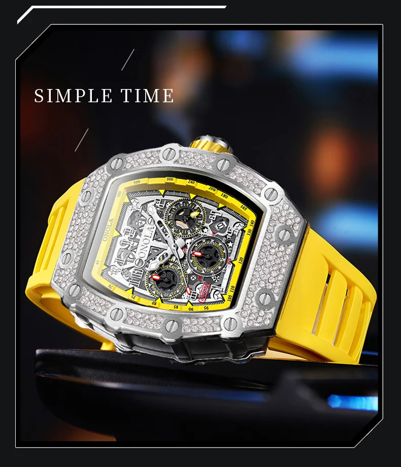 Orologio da uomo con design unico e alla moda, orologio da uomo con nastro impermeabile meccanico completamente automatico ONOLA, orologio da uomo_voghion.com