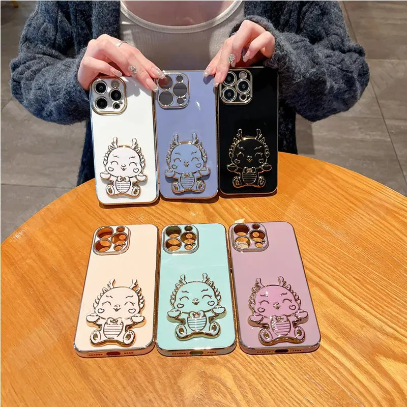 Coque plaquée Dragon mignon pour Samsung Galaxy S21, S20, S22 Ultra, S23, S21plus, S20FE, S10, S9, S8, Note 10, 20 Plus_voghion.com
