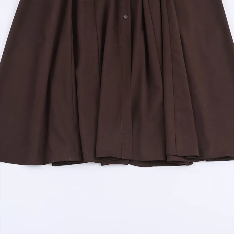 Women's Dress Fall 2025 New Solid Color Long Sleeve Shirt Style A-Pendulum Midi Dresses Belt Decoration Casual Fashion Dress ﻿