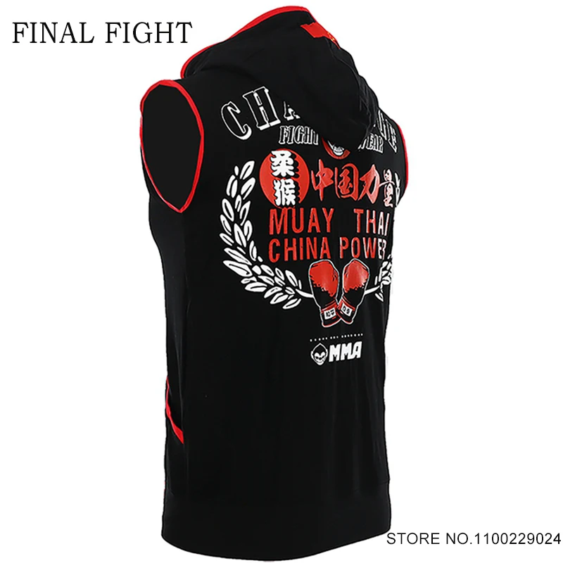 Muay Thai Shirt sports apparel Men Women Tiger Boxing Training Hoodie Sparring Martial Arts MMA T-Shirt Sleeveless Gym Sports Workout Rashguard