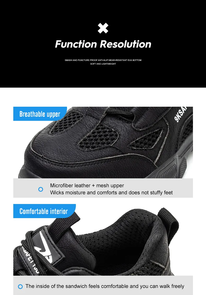 breathable safety shoes man summer work shoes lightweight work shoes men anti puncture protective shoes anti-slip work sneakers